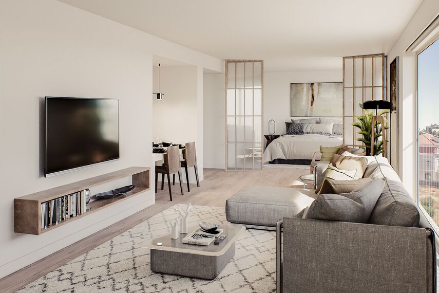 ConceptWall 50 Muros cortina, ConceptSystem 77 Puertas y SlimLine 38 Ferro Ventanas - Private Apartment O'Living situado en Lisbon, Portugal