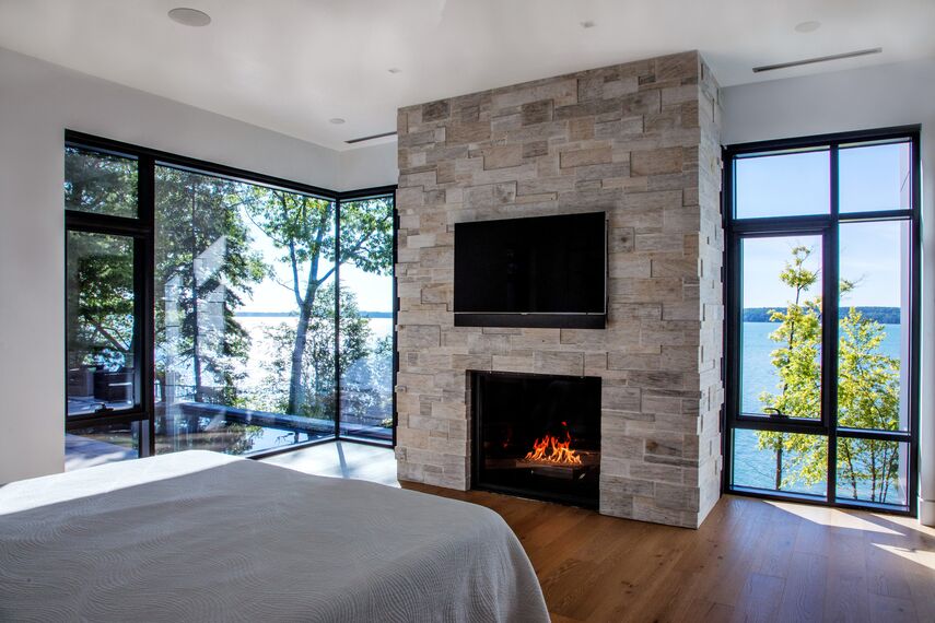 ConceptWall 50 Muros cortina, ConceptFolding 77 Puertas correderas y plegables, ConceptSystem 77 Ventanas y ConceptSystem 77 Puertas - House South Water Flats situado en Kempenfelt Bay, Canadá