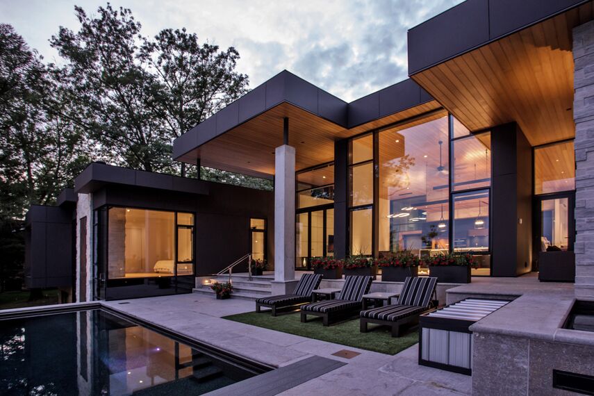 ConceptWall 50 Muros cortina, ConceptFolding 77 Puertas correderas y plegables, ConceptSystem 77 Ventanas y ConceptSystem 77 Puertas - House South Water Flats situado en Kempenfelt Bay, Canadá