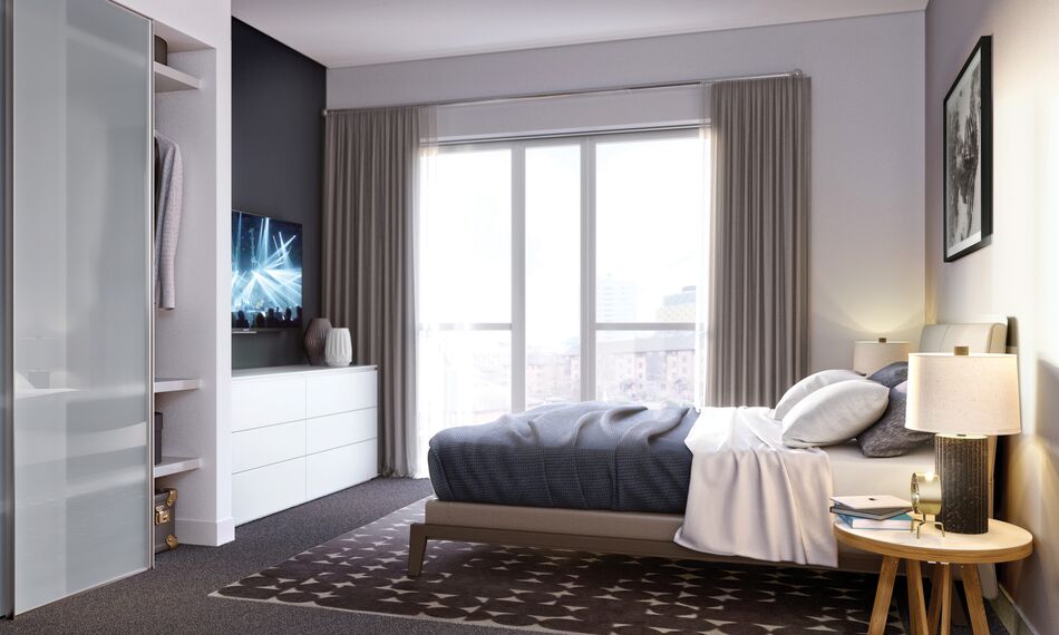 SlimLine 68 Ventanas, ConceptWall 50 Muros cortina, ConceptFolding 68 Puertas correderas y plegables y ConceptPatio 130 Puertas correderas y plegables - Regency Place situado en Birmingham, Reino Unido