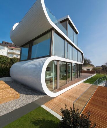 Abstract private home in sunny garden.