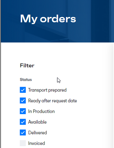 orderportaal orders filteren